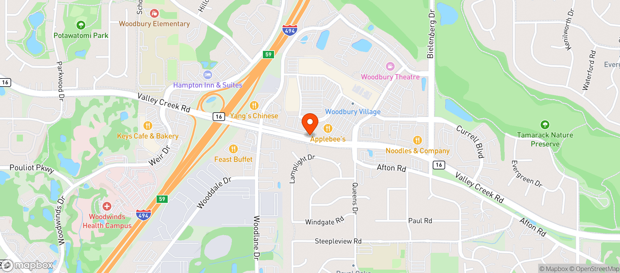Map showing WOODBURY