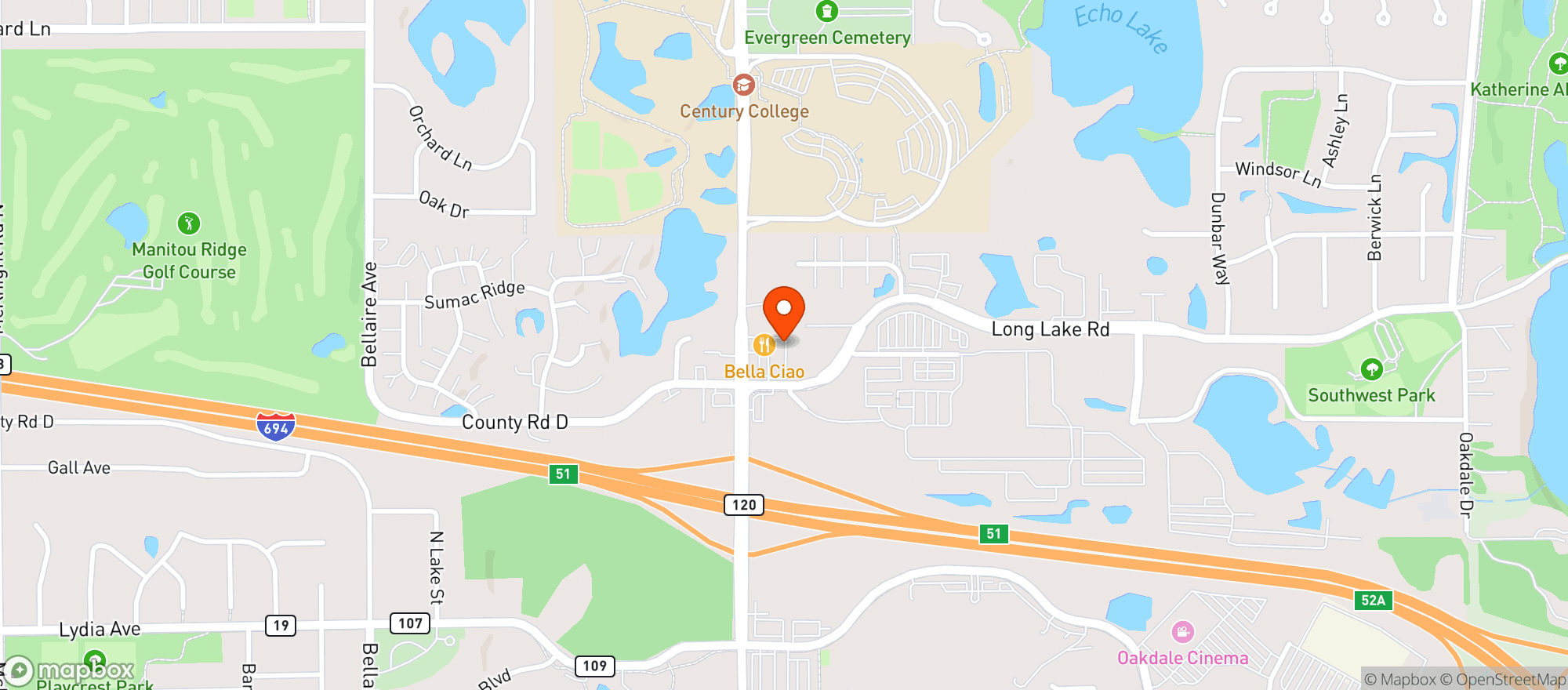 Map showing Quinnys Sports Pub & Gr #2046