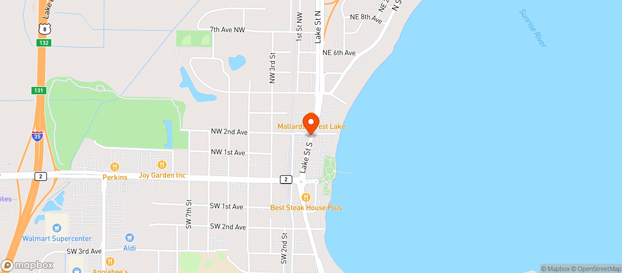 Map showing Mallards Restaurant