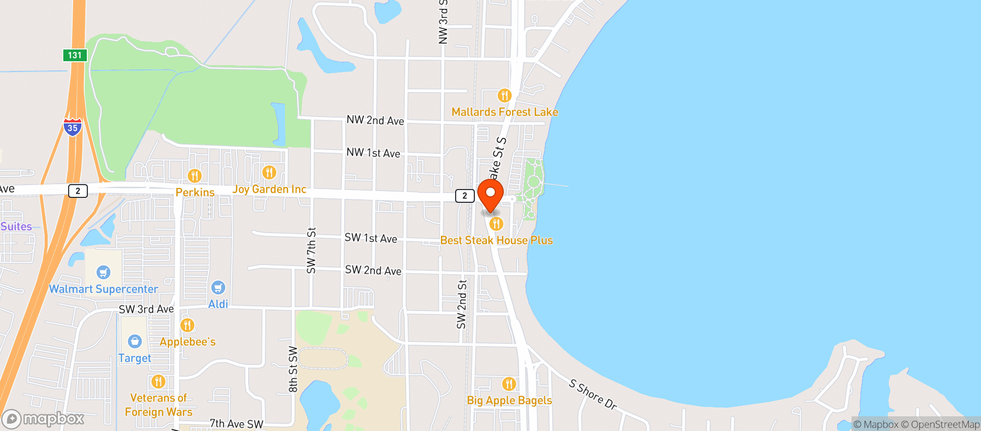 Map showing Shoreside Bar & Grill
