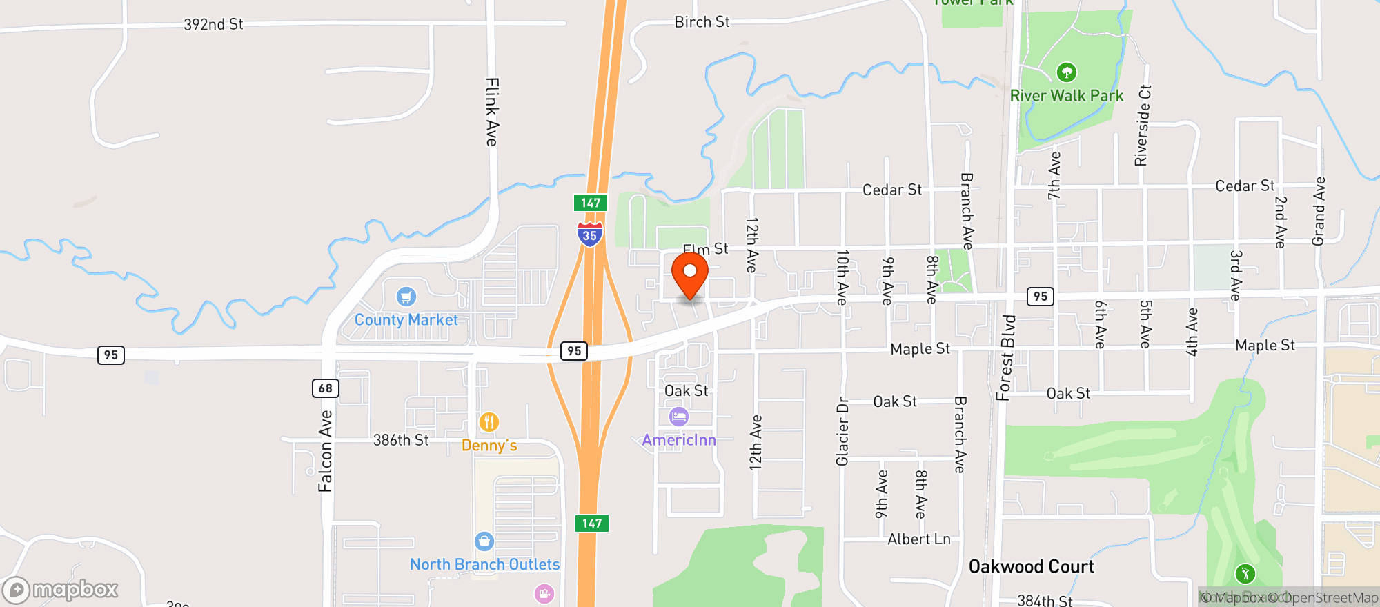Map showing NORTH BRANCH LIQUORS