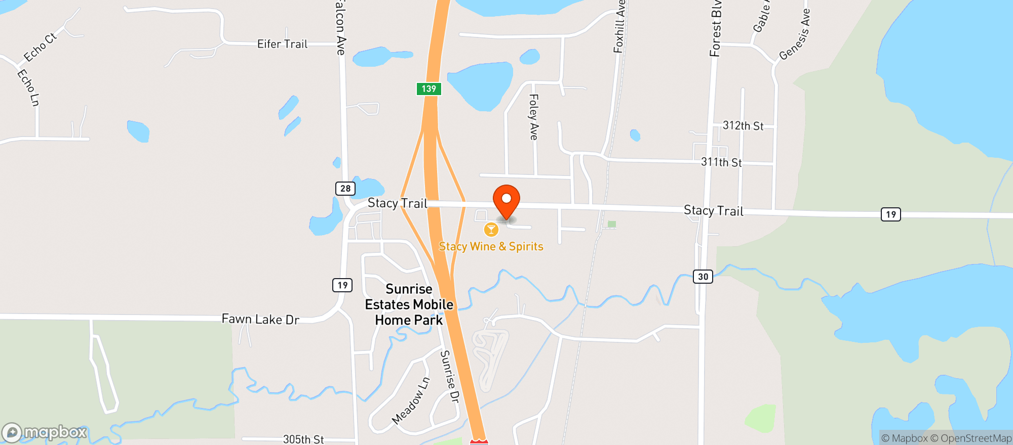 Map showing Stacy Wine & Spirits