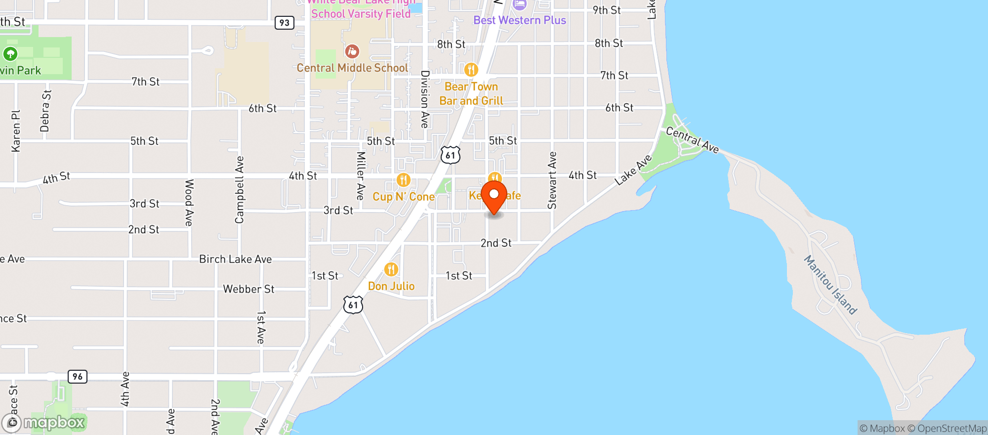 Map showing American Legion #168