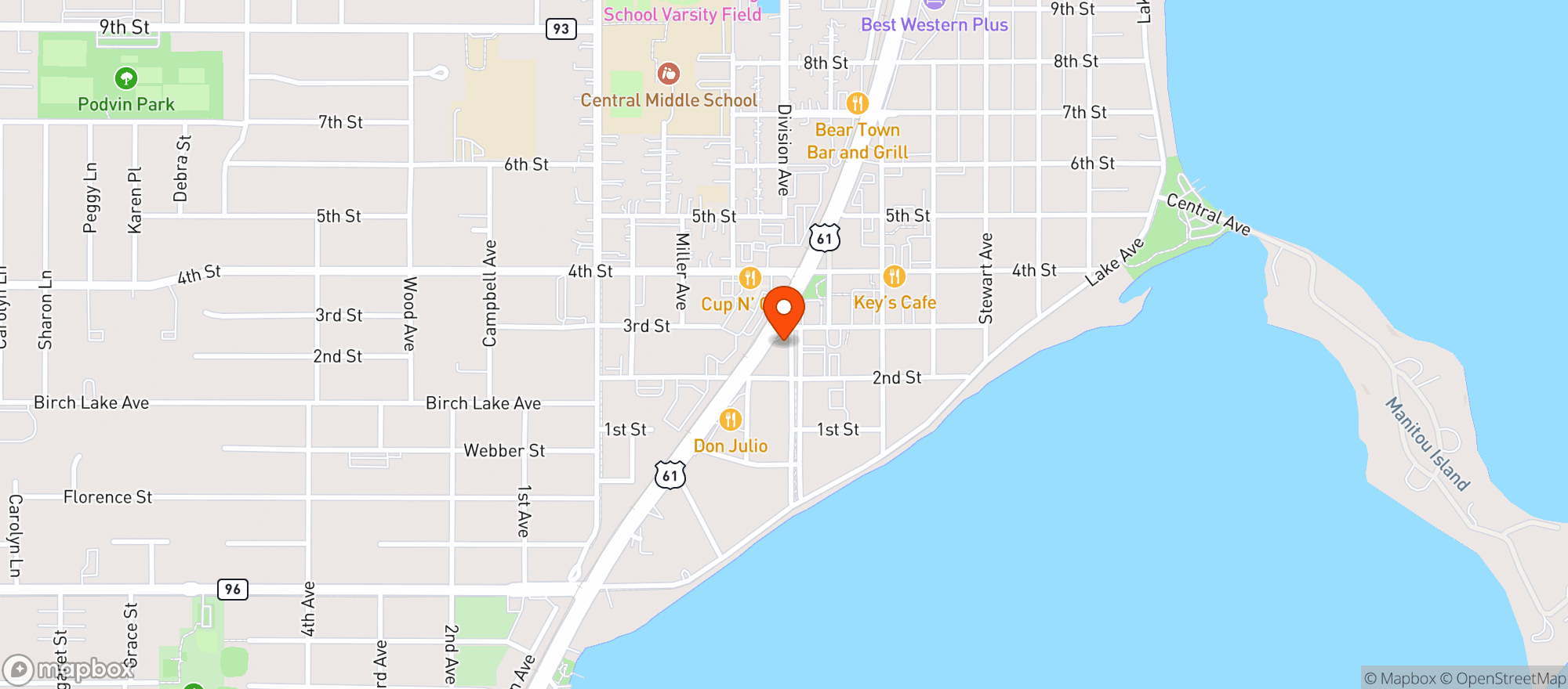 Map showing White Bear Liquor