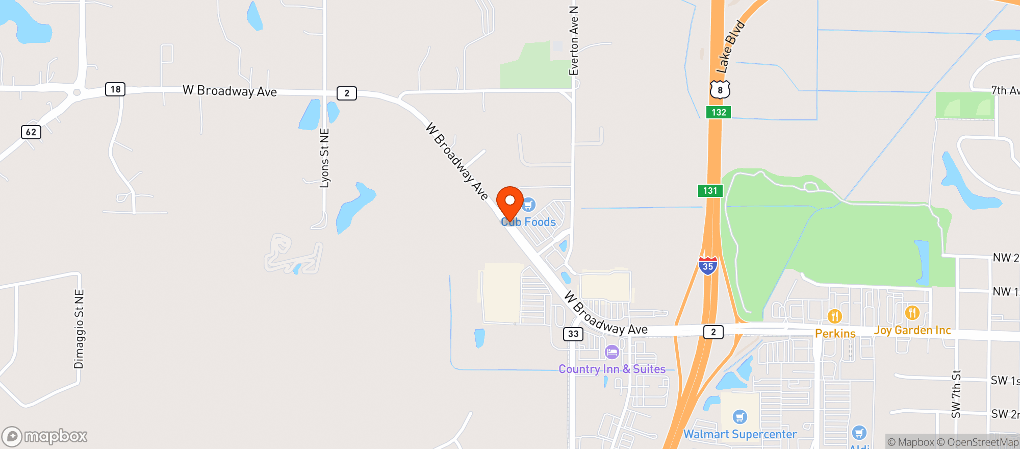 Map showing Cub Foods