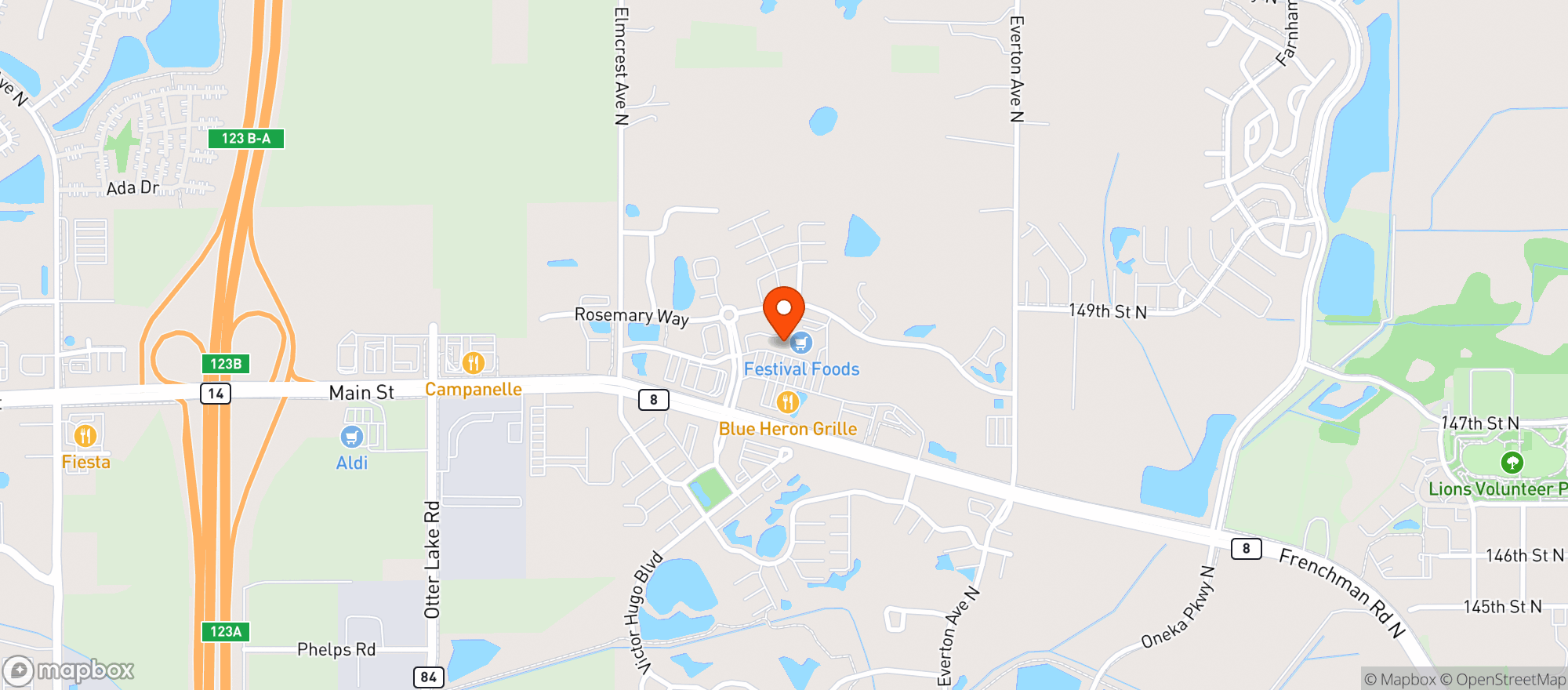 Map showing On The Rocks Wine & Spirits