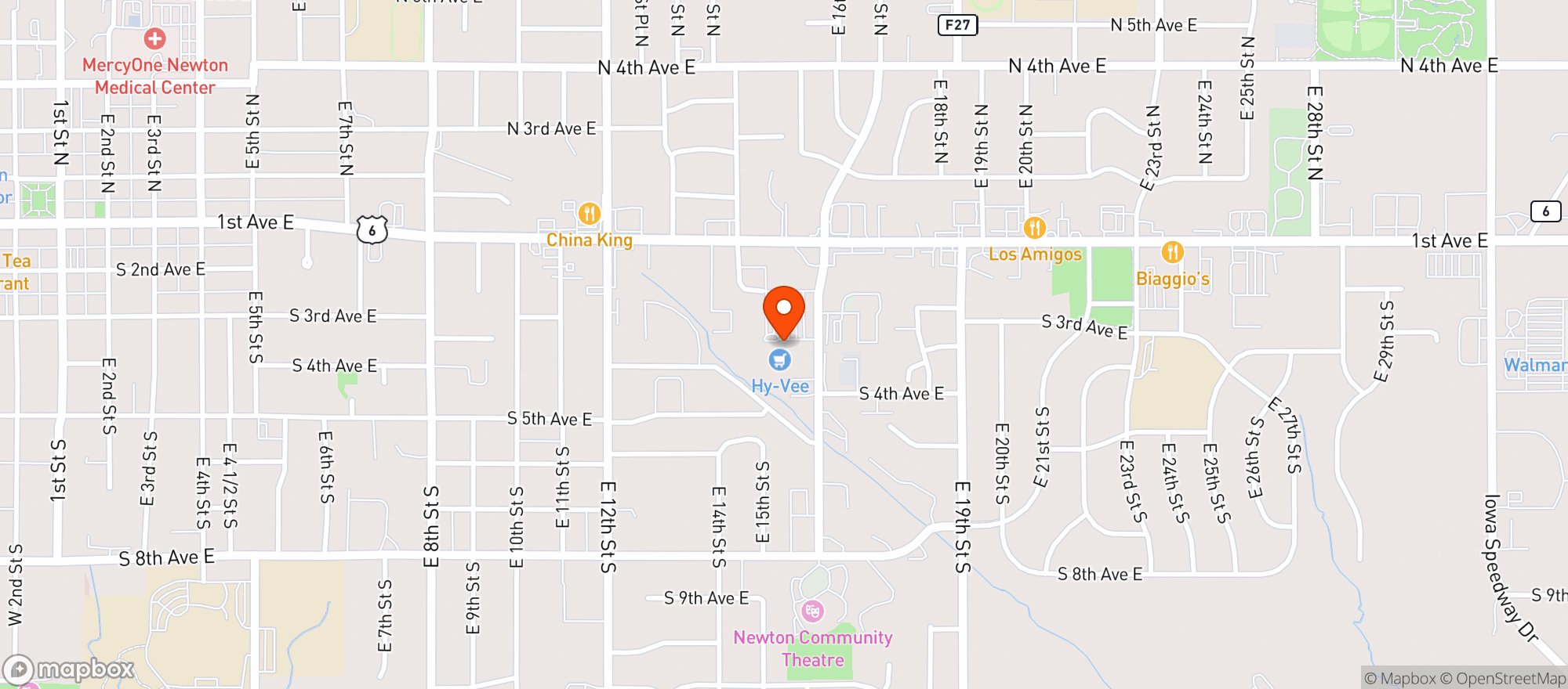Map showing Hy Vee Food Store #1449