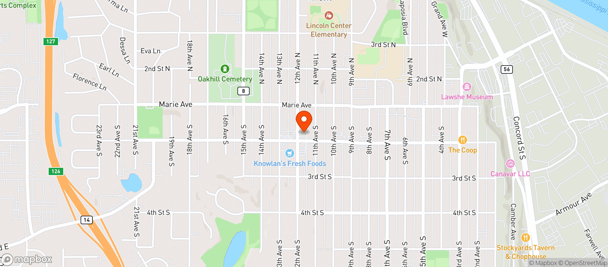 Map showing Hat Trick Liquor