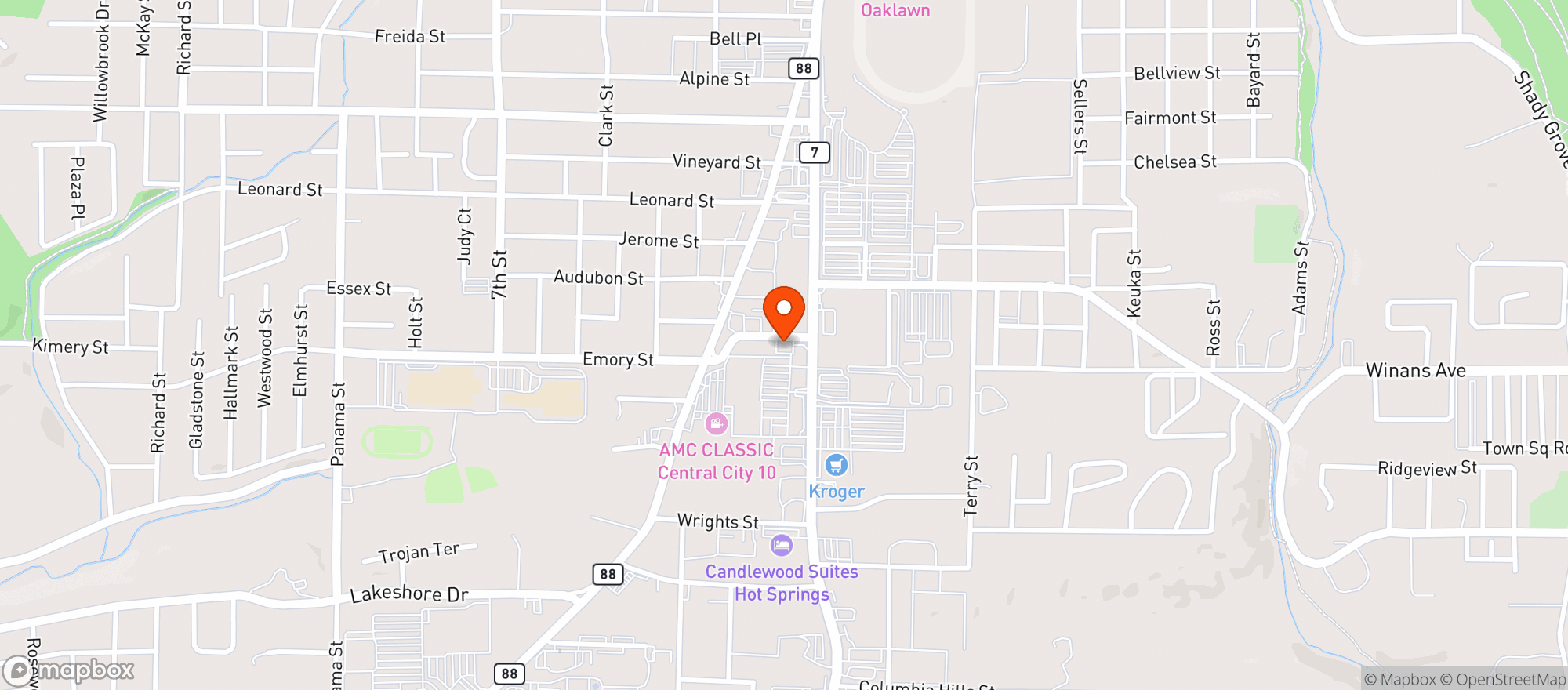 Map showing Crawford Pharmacy