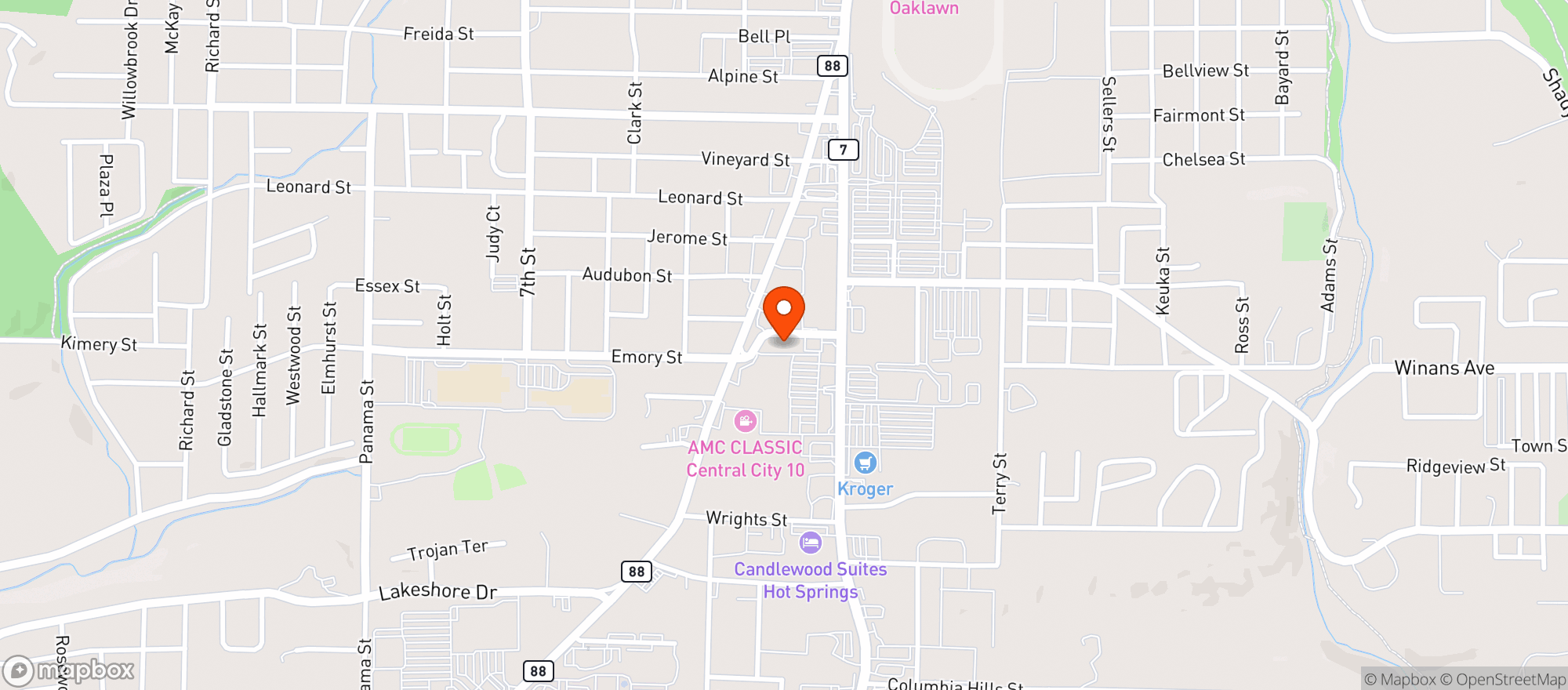 Map showing SERVICE LIQUOR & WINES