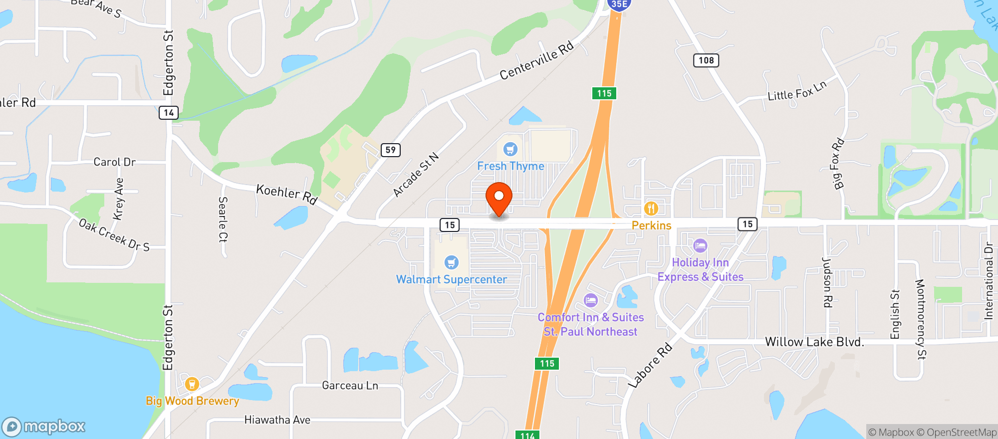 Map showing Top Ten Liquors - Vadnais Heights