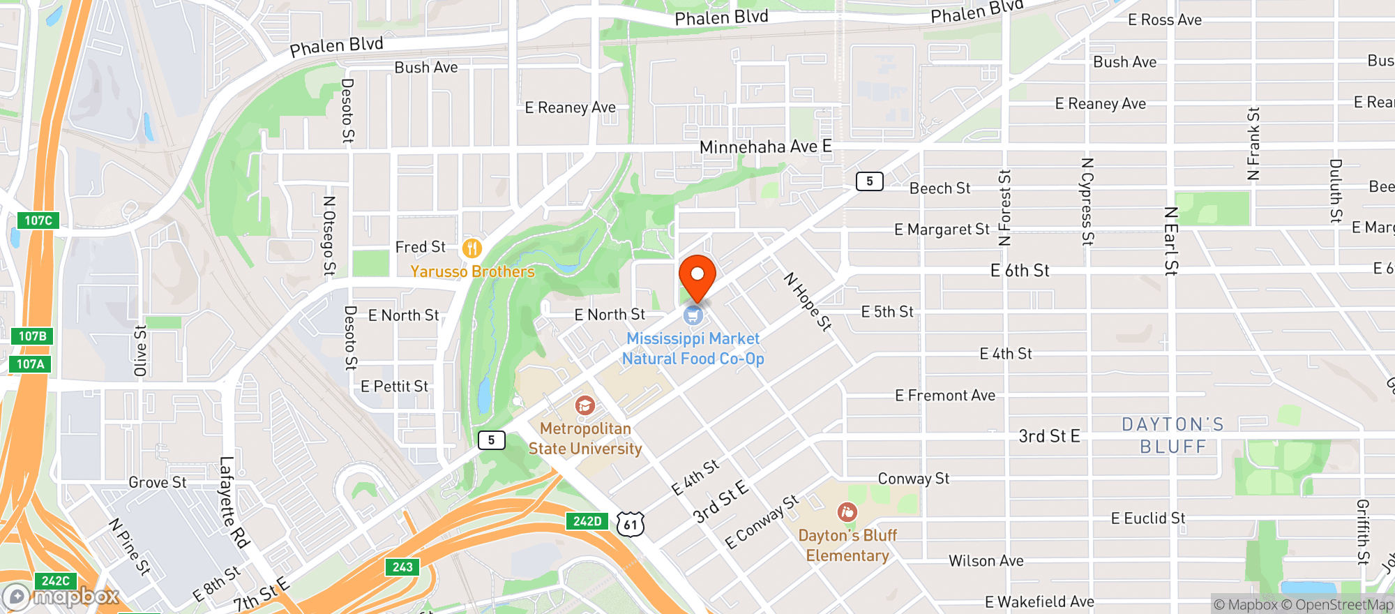 Map showing Mississippi Market Natural Foods Co-op