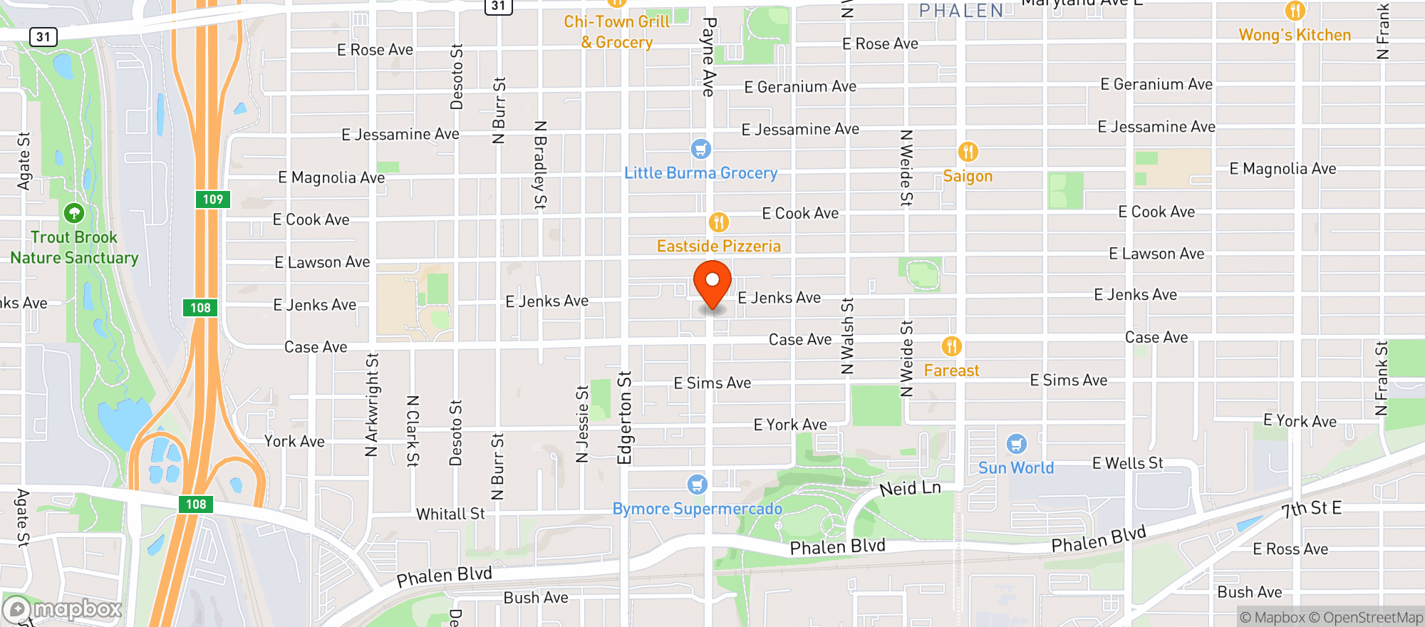 Map showing Payne Avenue Liquor