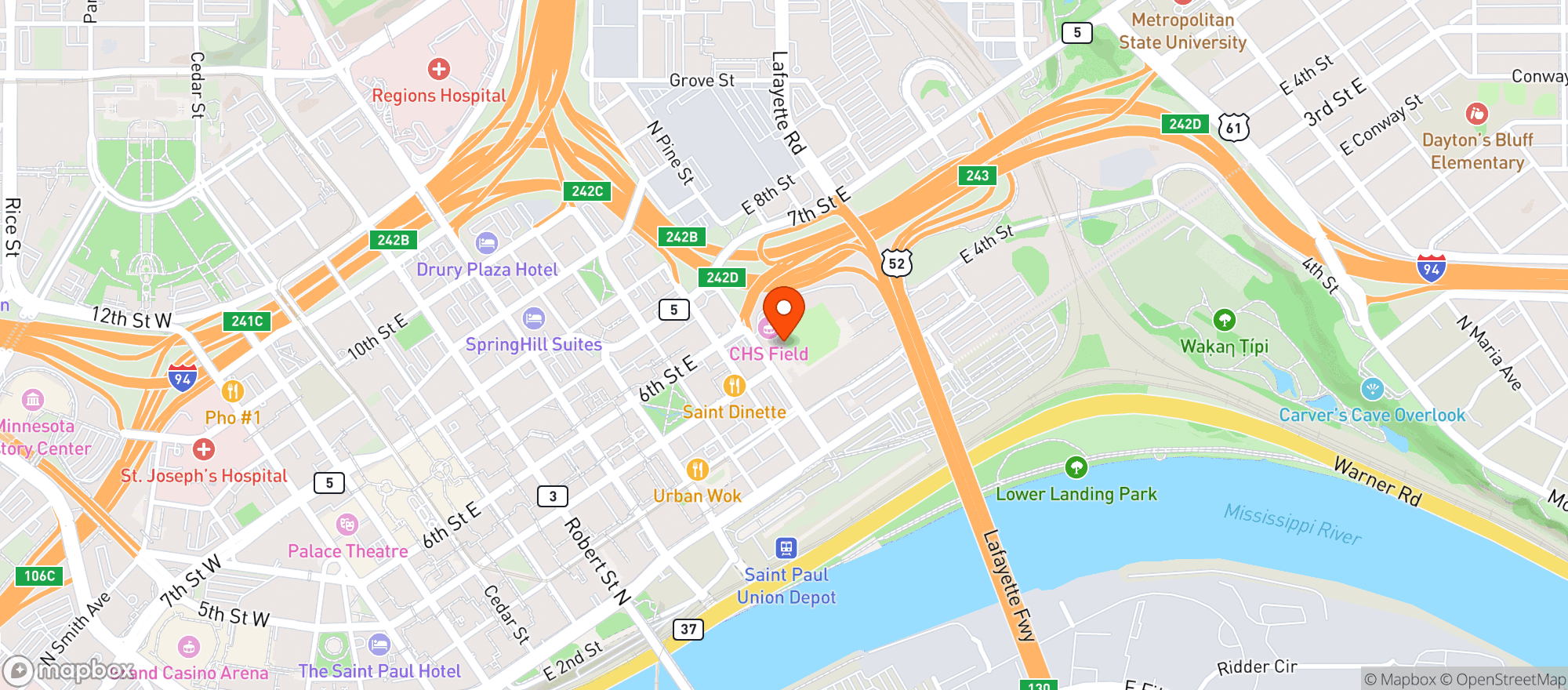 Map showing Chs Field