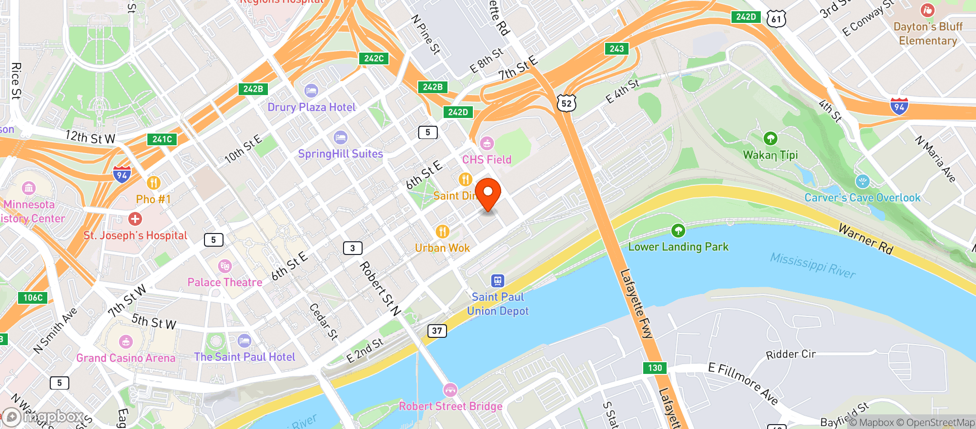 Map showing Lowertown Wine & Spirits