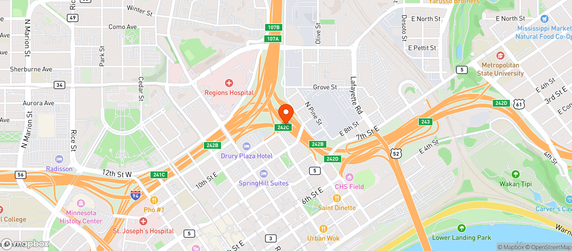 Map showing Hillcrest Liquor/ip Liquor Inc