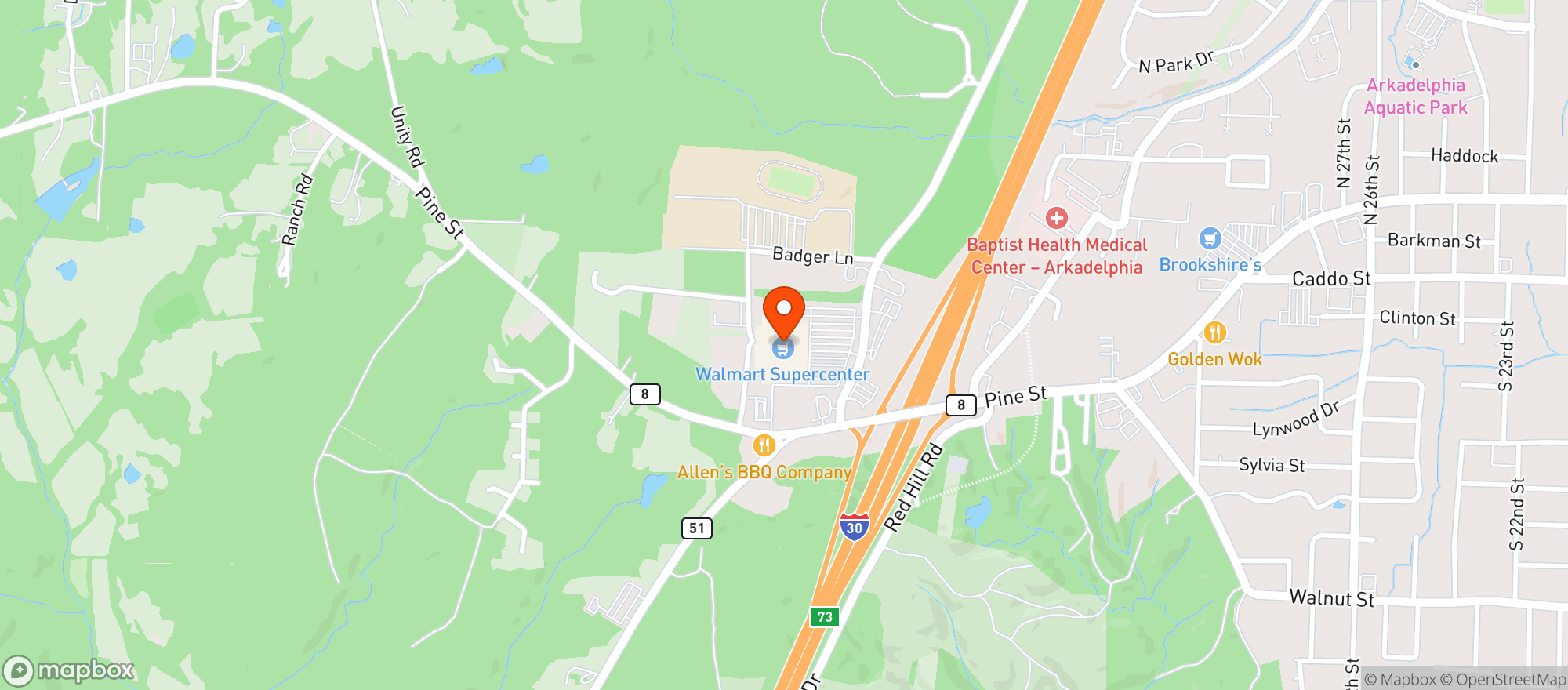 Map showing WALMART SUPERCENTER