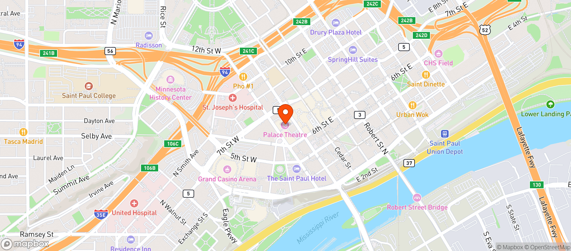 Map showing Palace Theatre