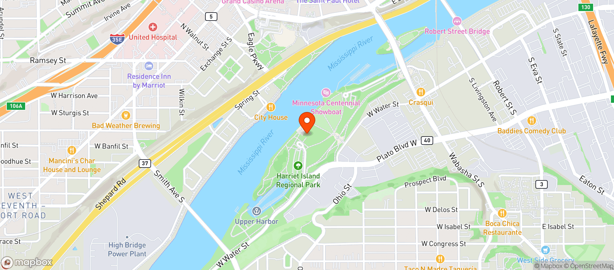 Map showing Mn Yacht Club Fest