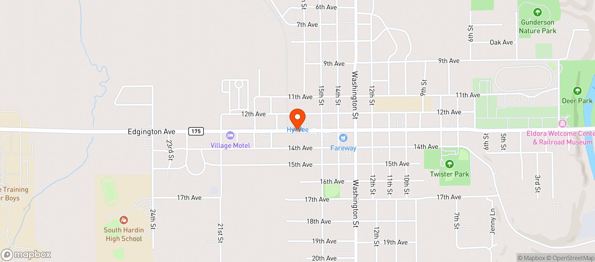 Map showing Hy Vee Food Store