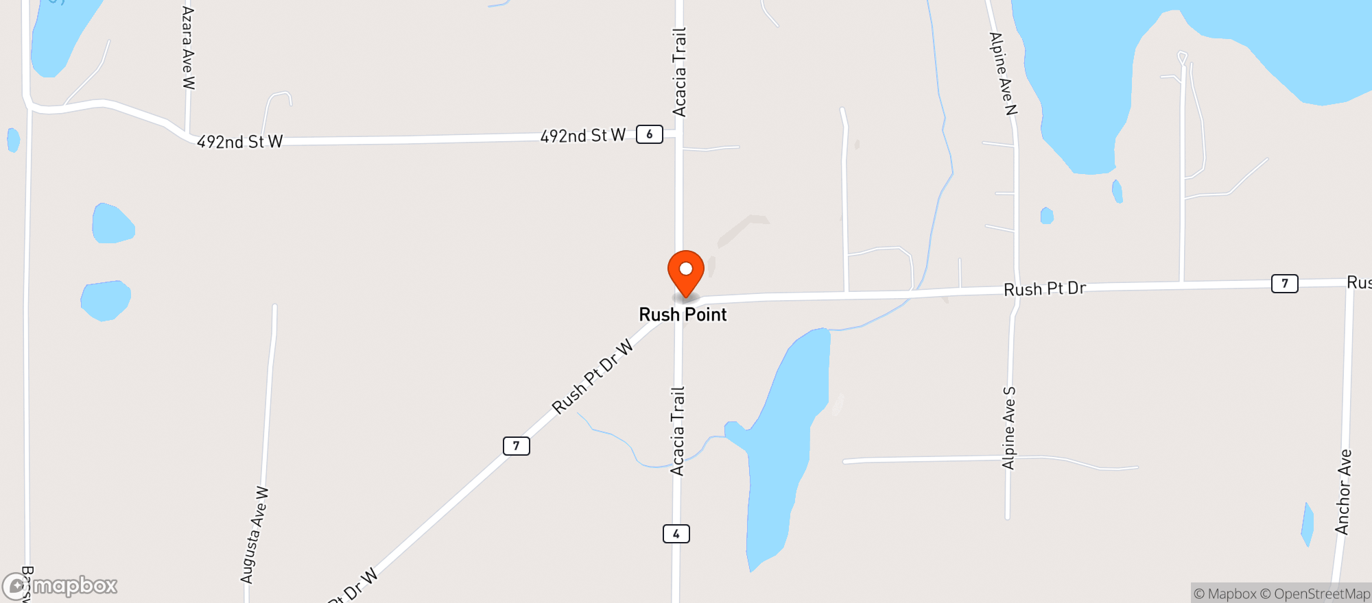 Map showing Rush Point Store