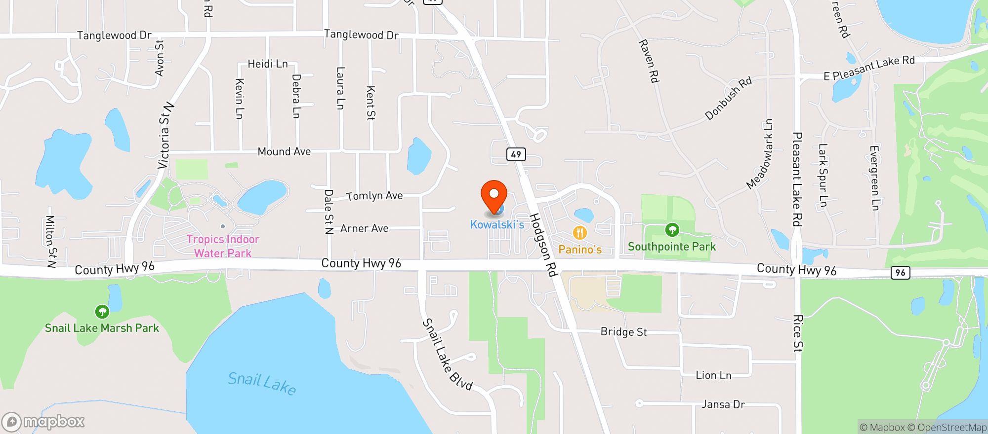 Map showing Kowalski's Shoreview Market