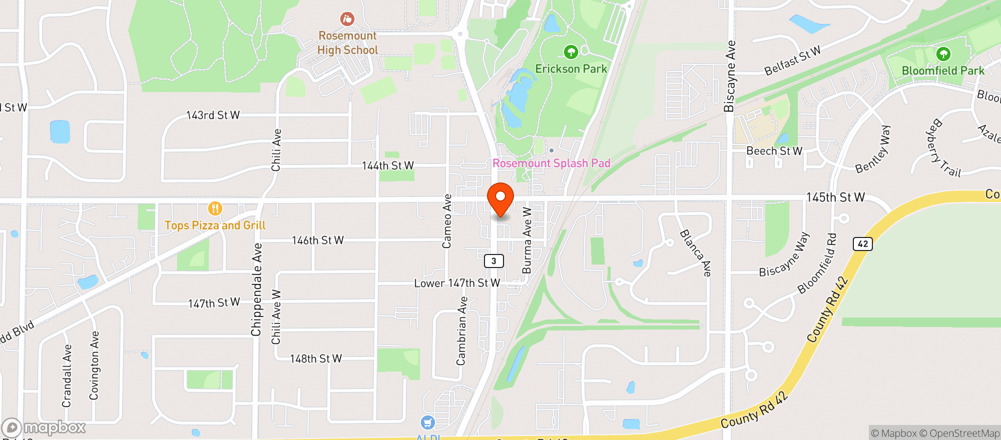 Map showing Carbones Pizzeria