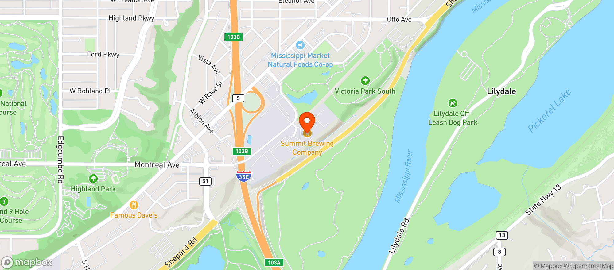 Map showing Summit Brewing Company