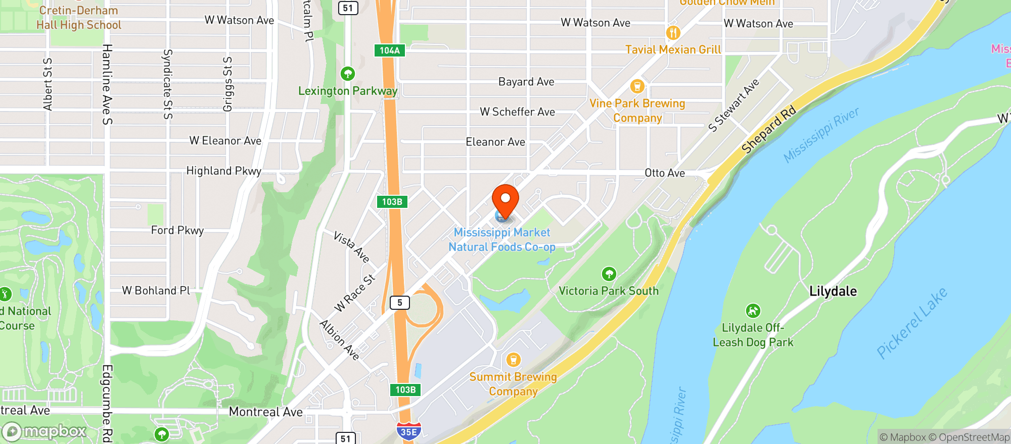 Map showing Mississippi Market