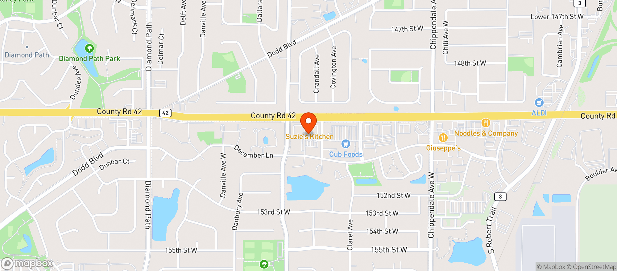 Map showing Top Ten Liquors - Rosemount