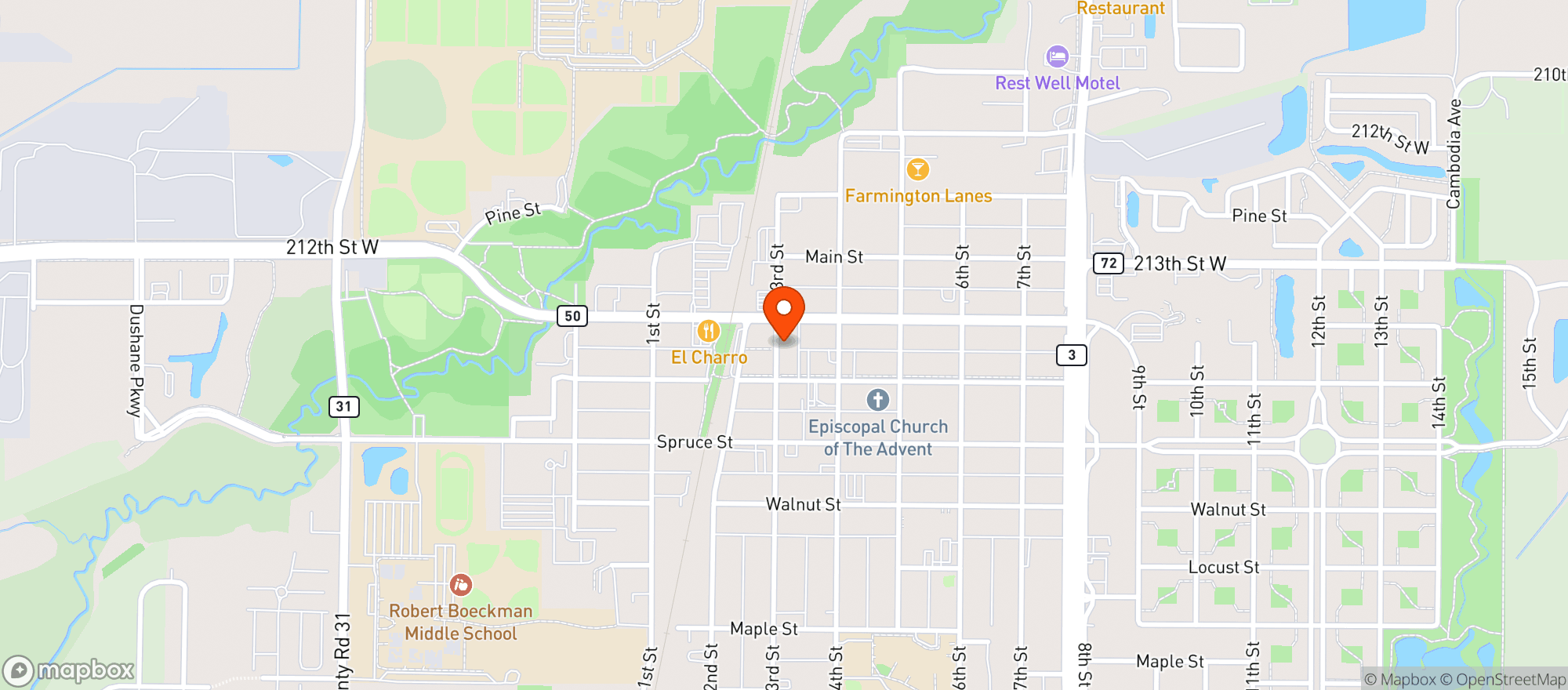 Map showing Farmington Tap House