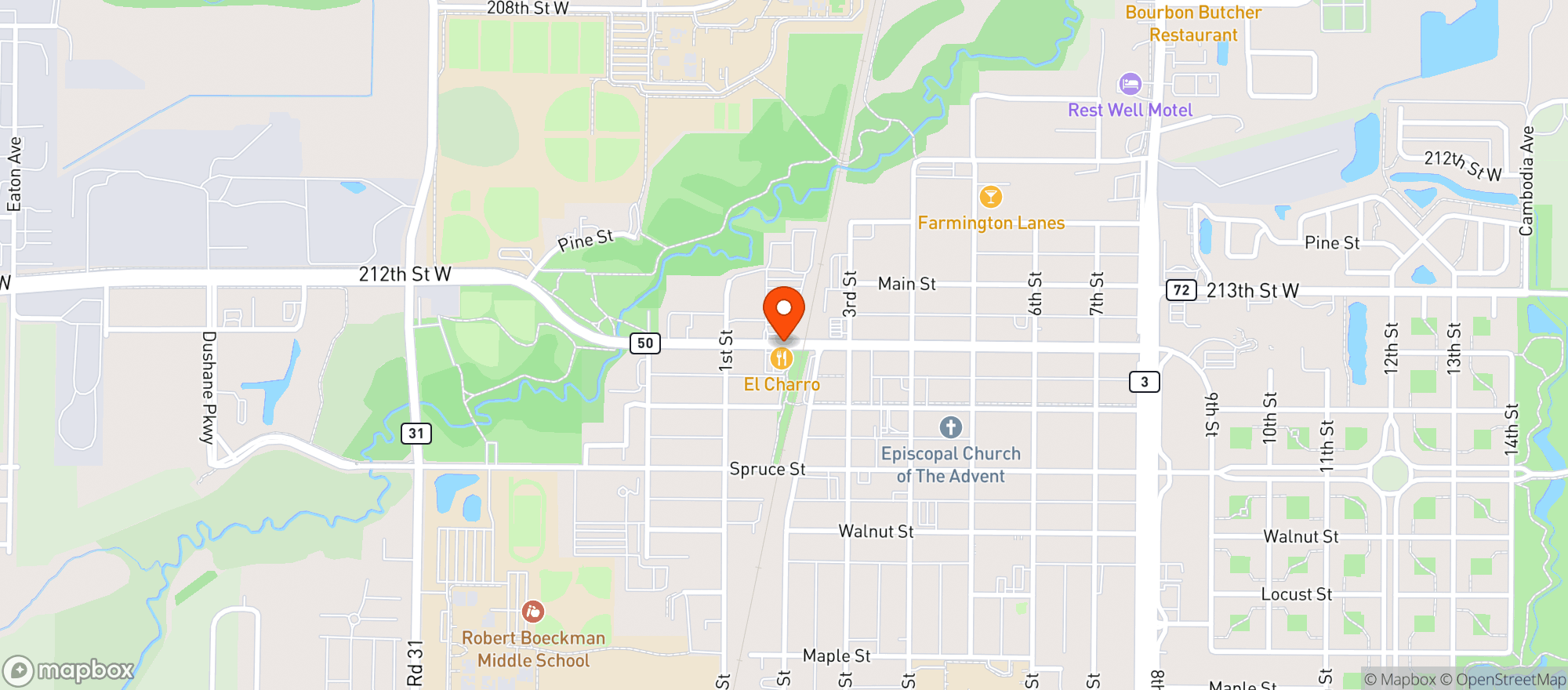 Map showing El Charro Mexican Restaurant
