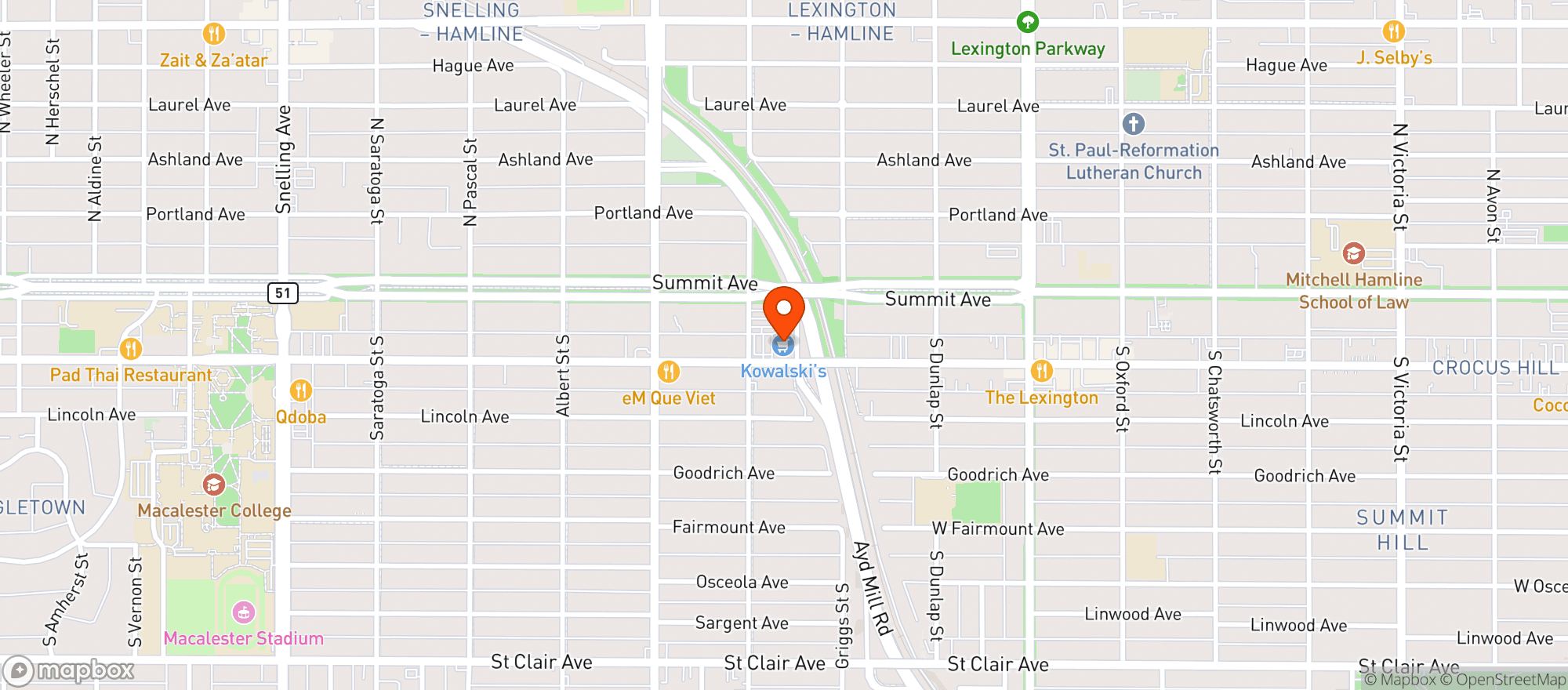 Map showing Kowalski's Grand Market