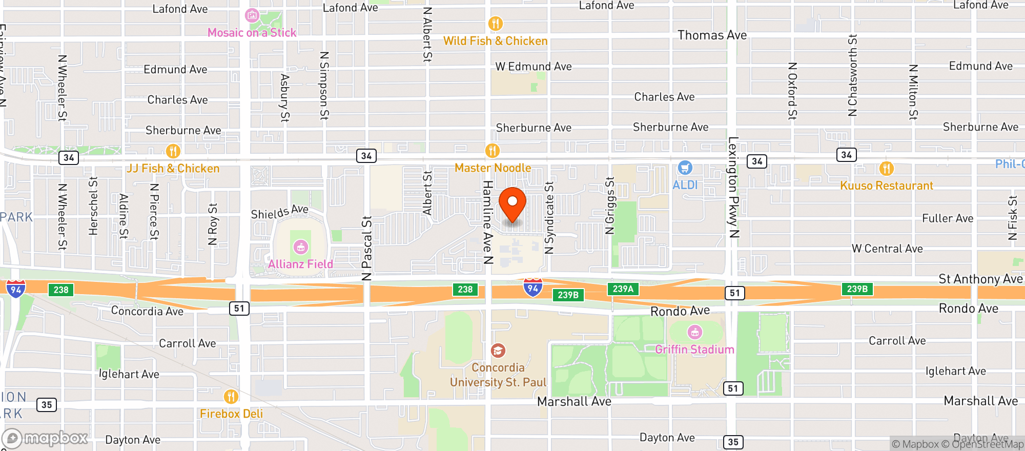 Map showing Target - St. Paul Midway