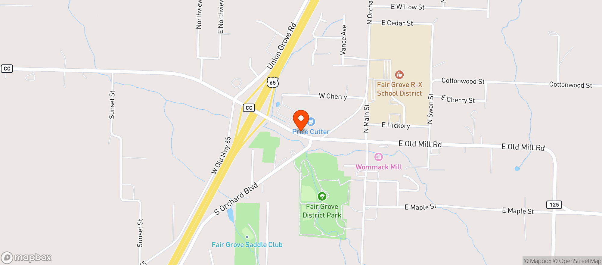 Map showing Kum & Go