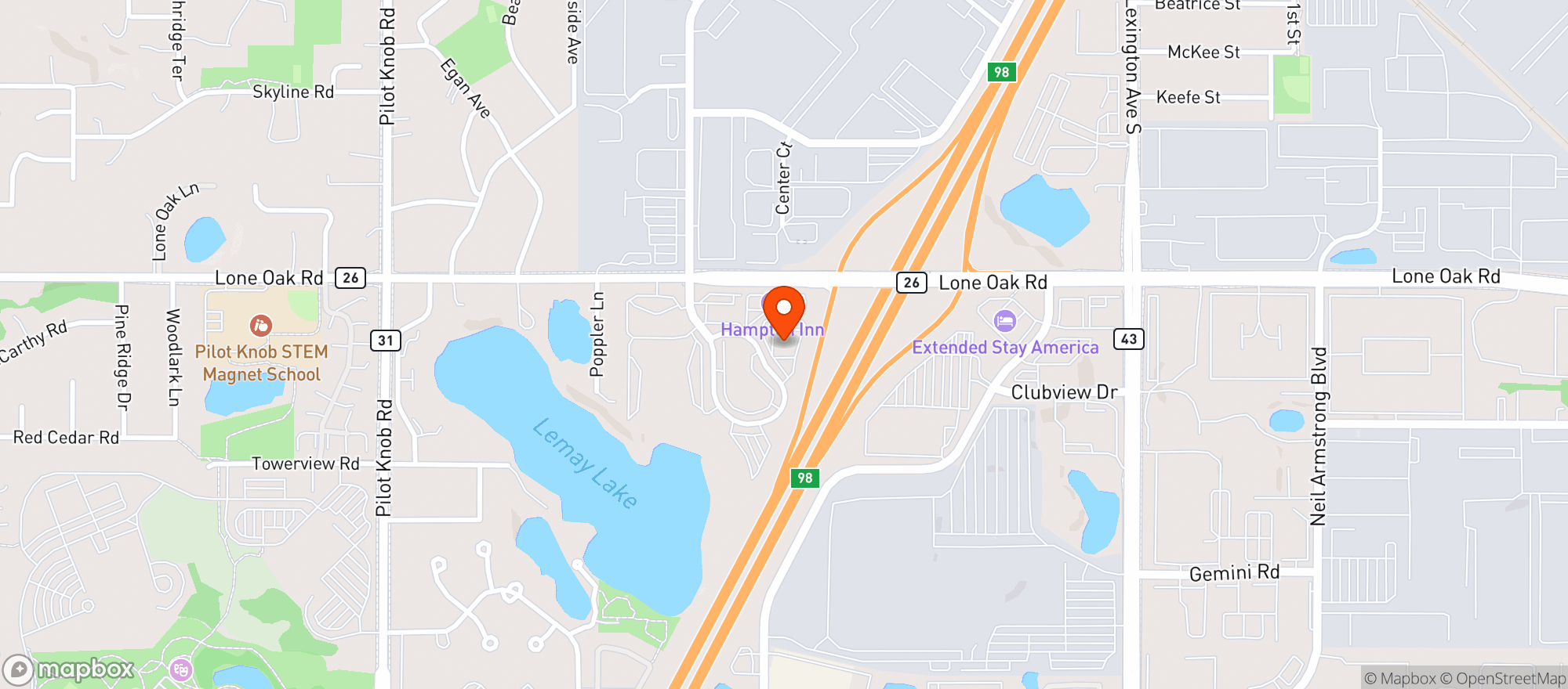 Map showing Lone Oak Grill
