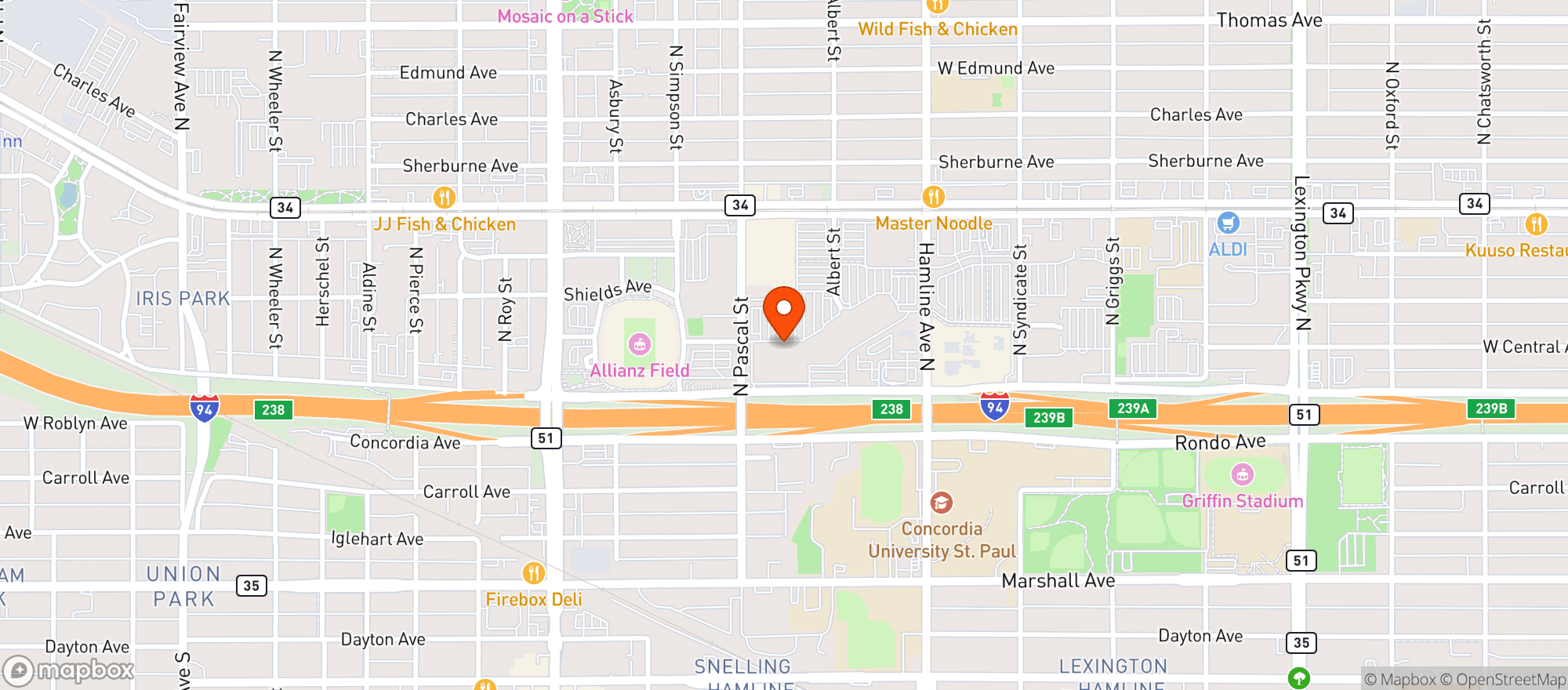 Map showing Cub Foods