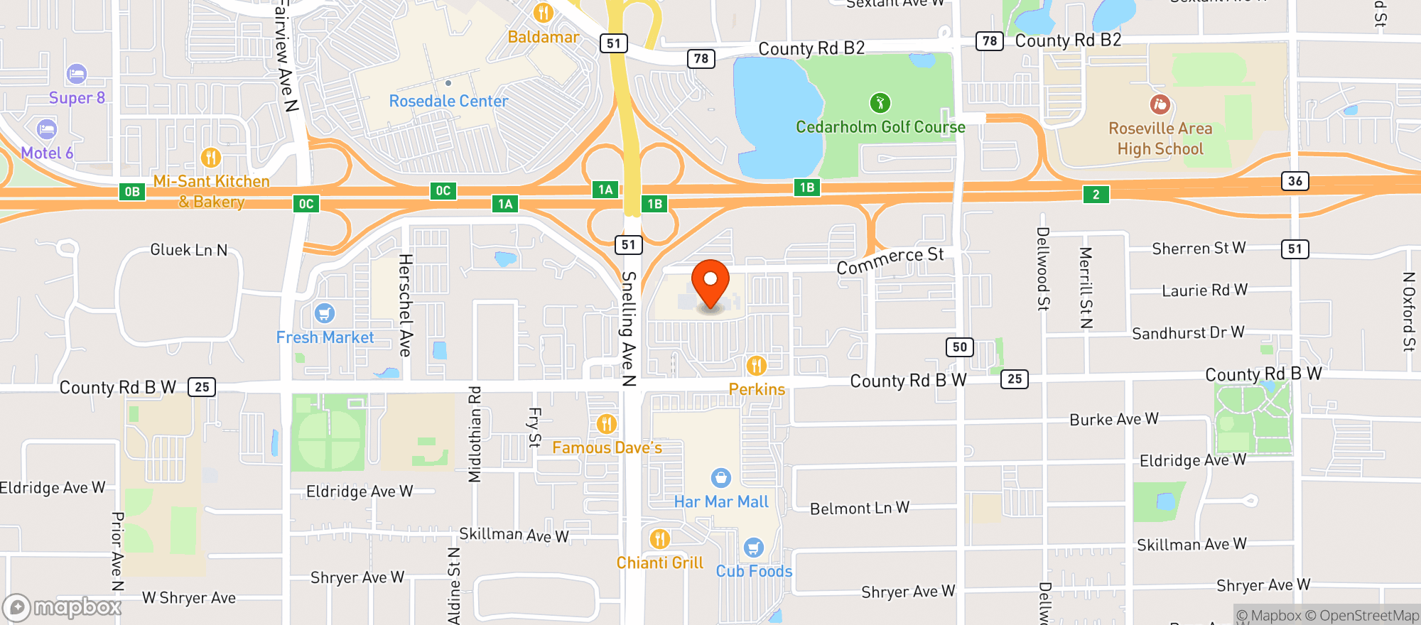 Map showing Target - Roseville T1