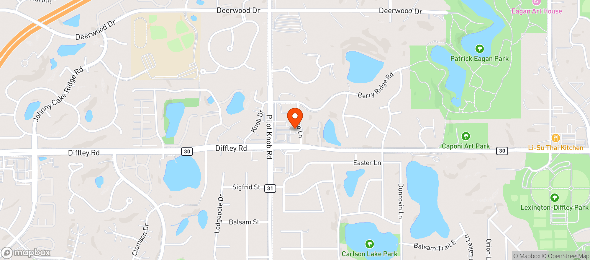 Map showing MGM LIQUOR - EAGAN