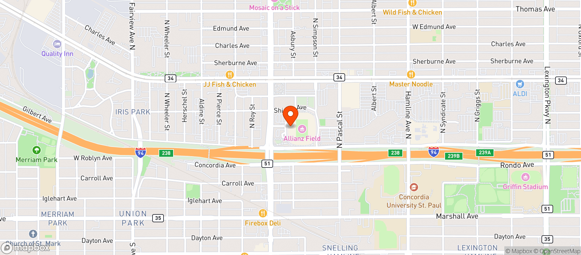 Map showing Dn Allianz Field