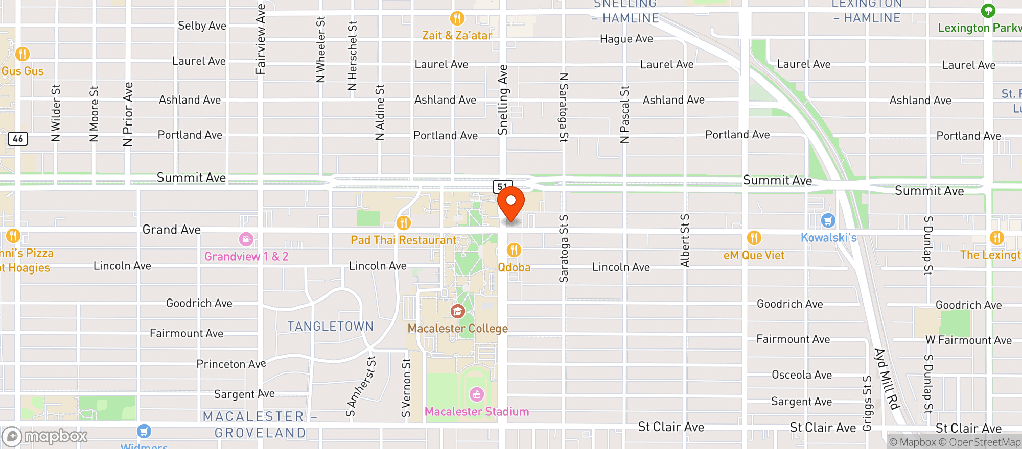 Map showing Bar Cart Lounge and Restaurant