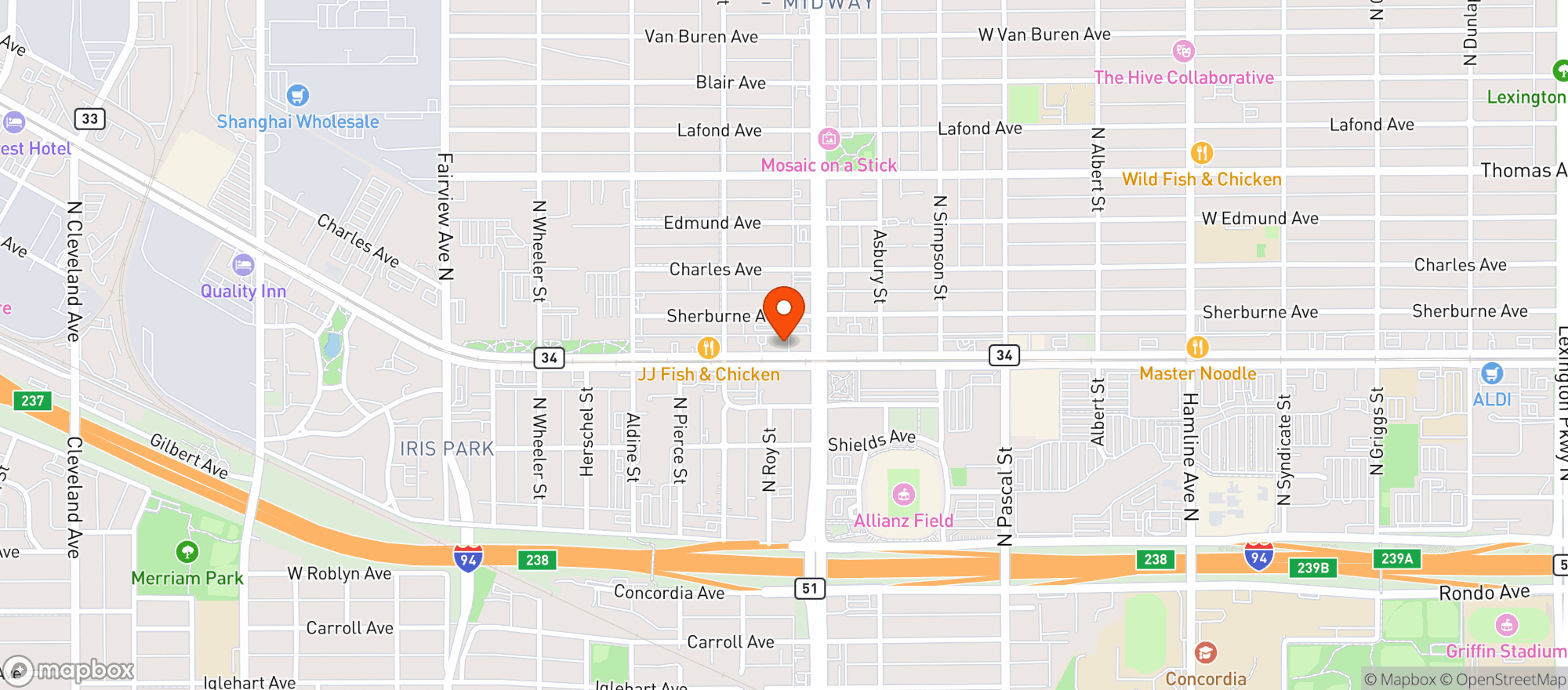 Map showing Turf Club