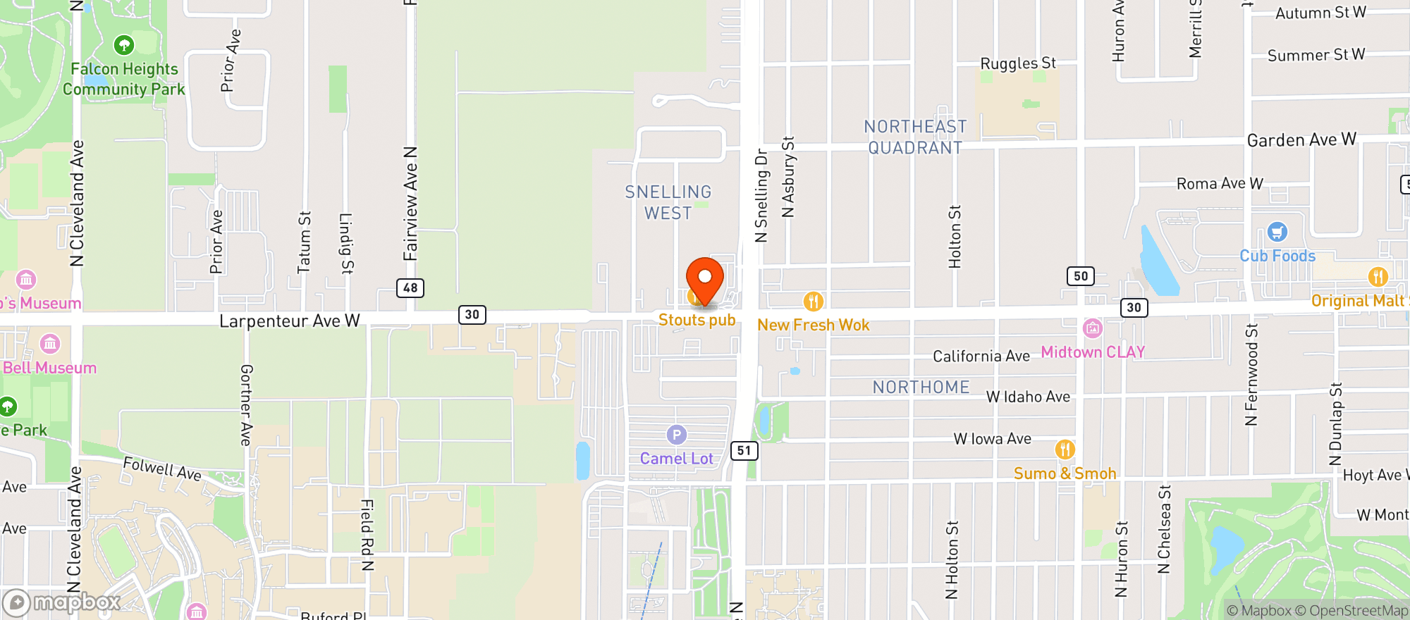 Map showing Stouts Pub