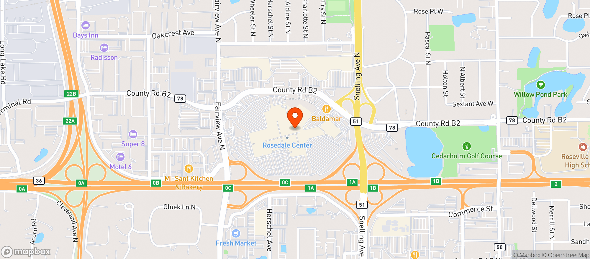 Map showing Amc Rosedale 14