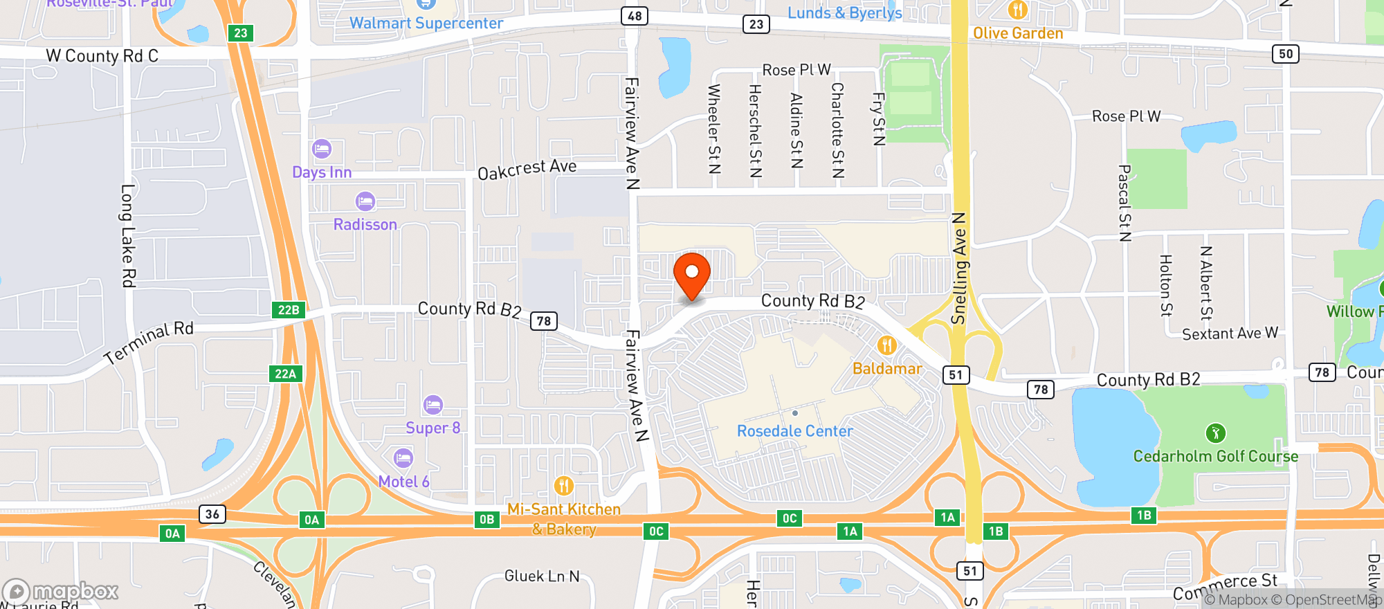 Map showing Vitamin Shoppe - Roseville