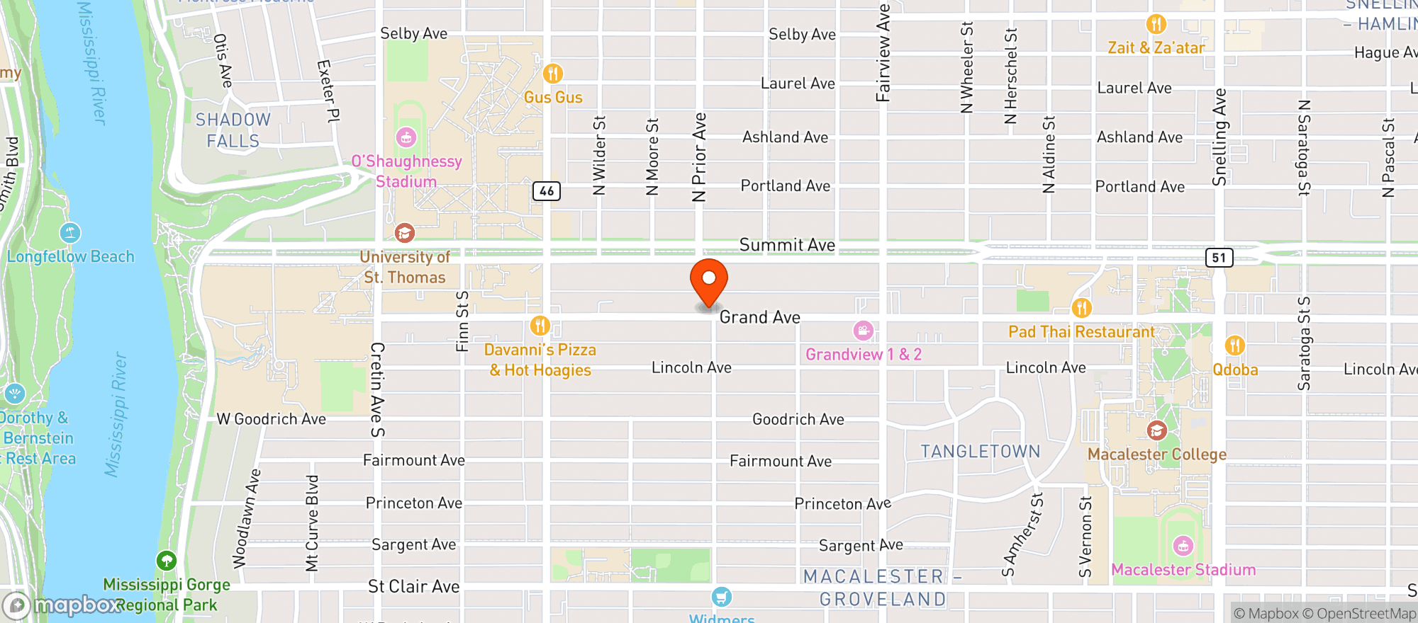 Map showing Thomas Liquors