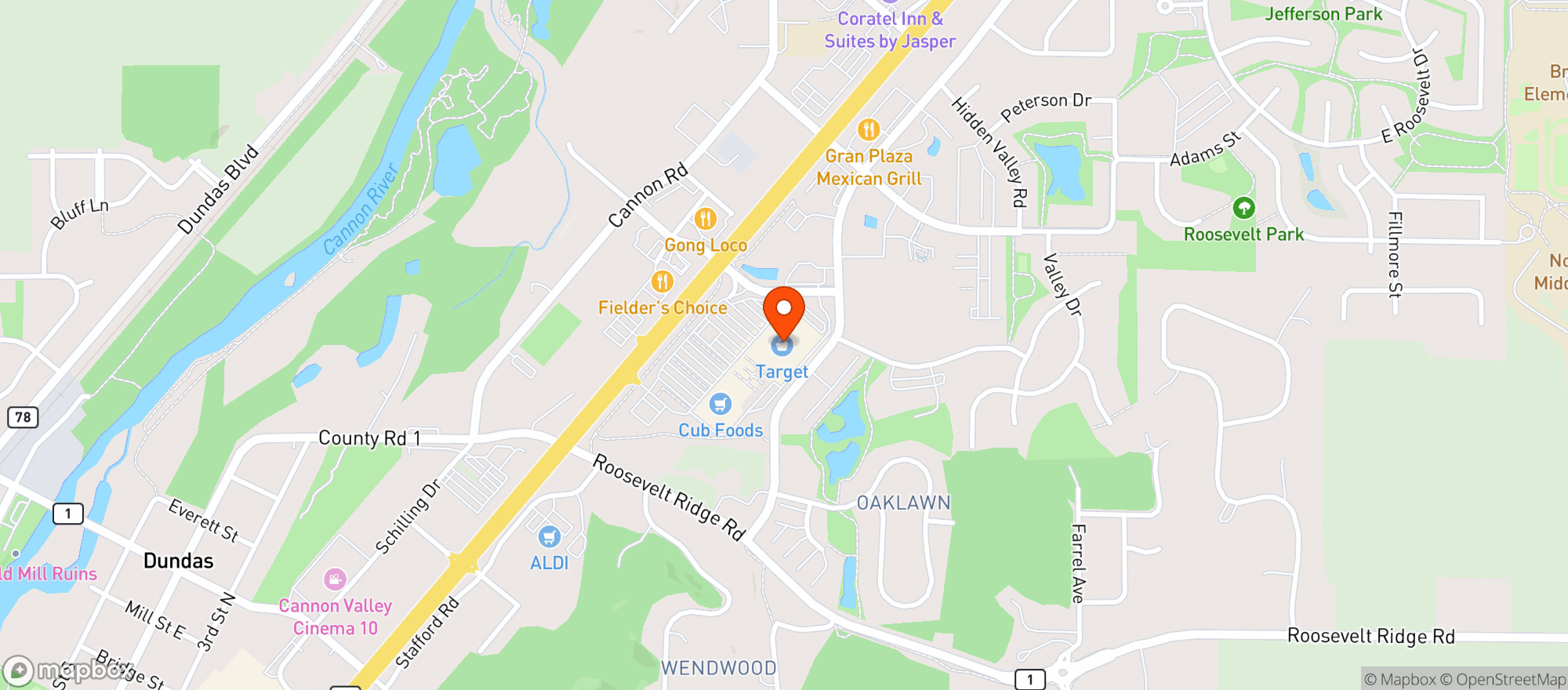 Map showing Target