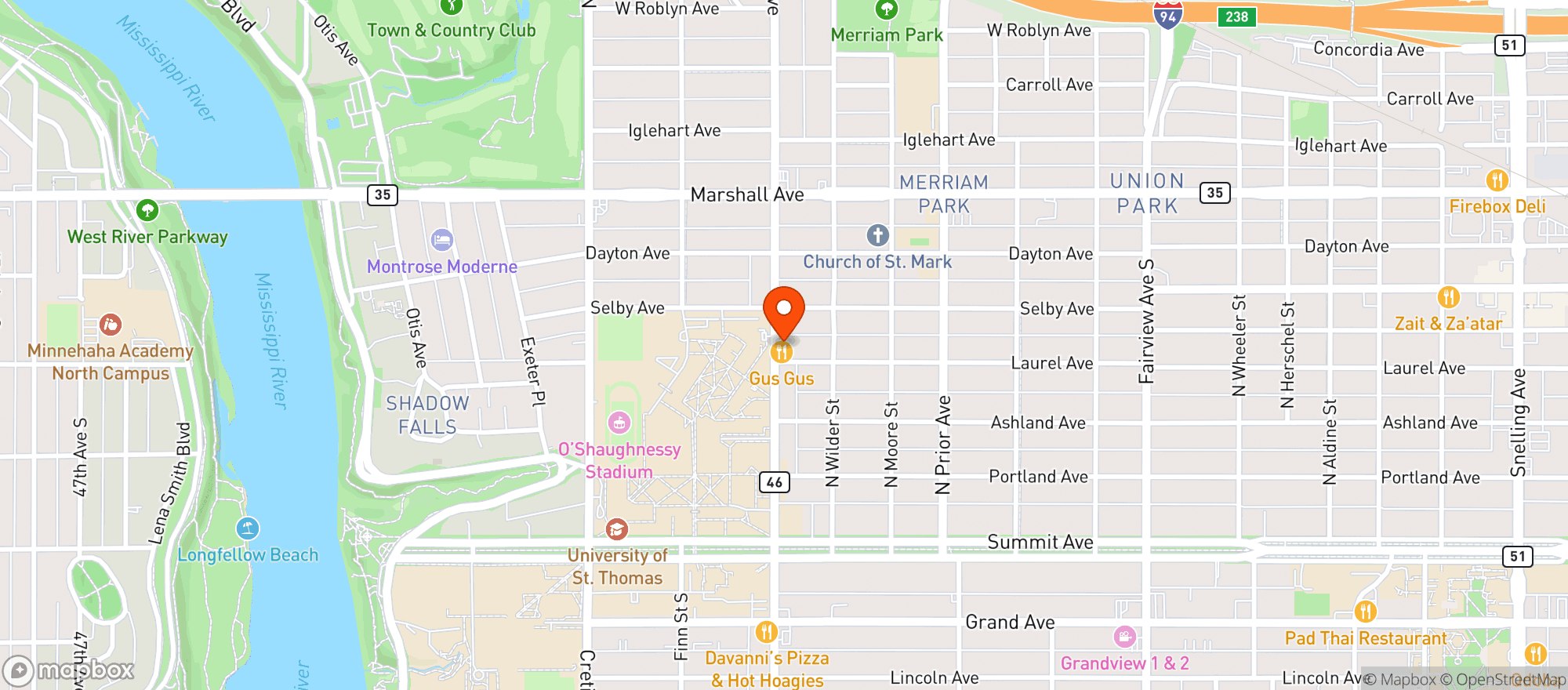 Map showing Gus Gus