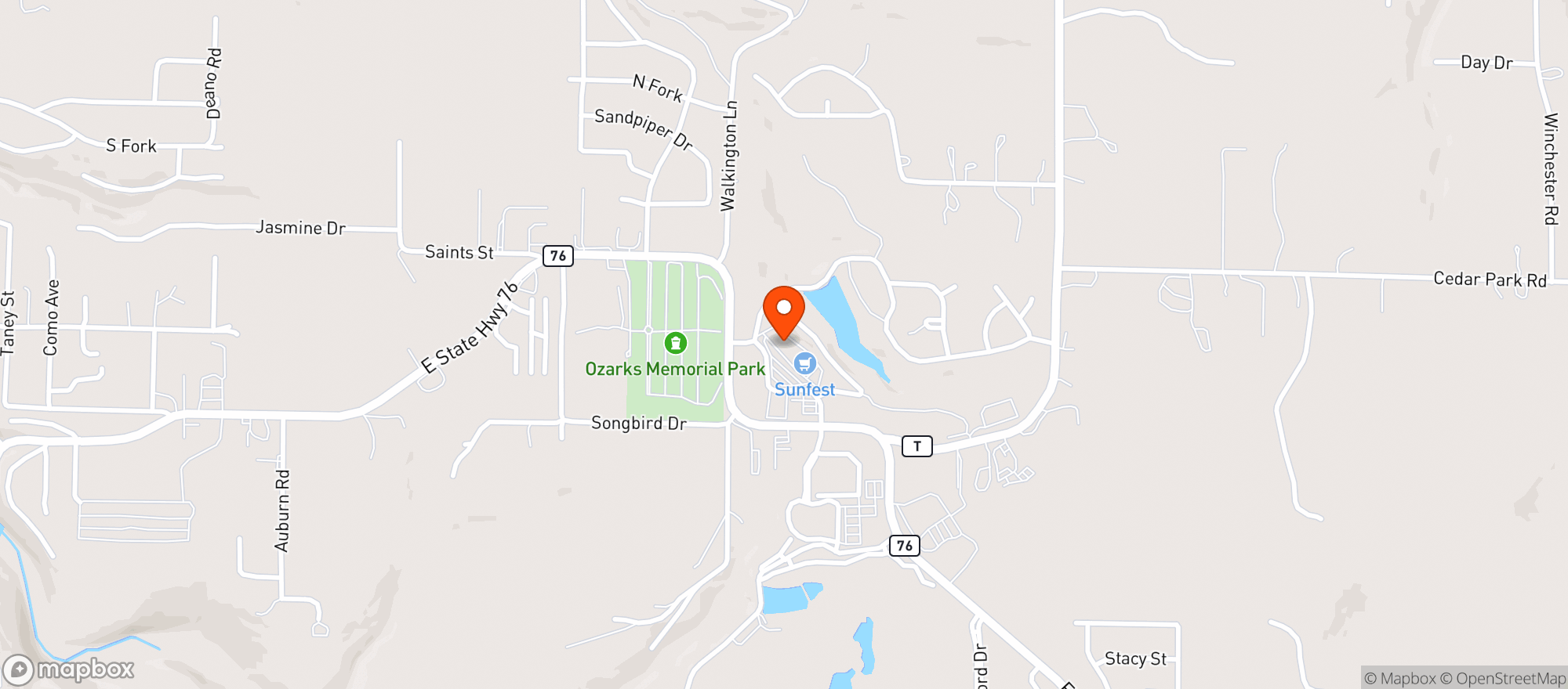 Map showing Sunfest Market - Branson