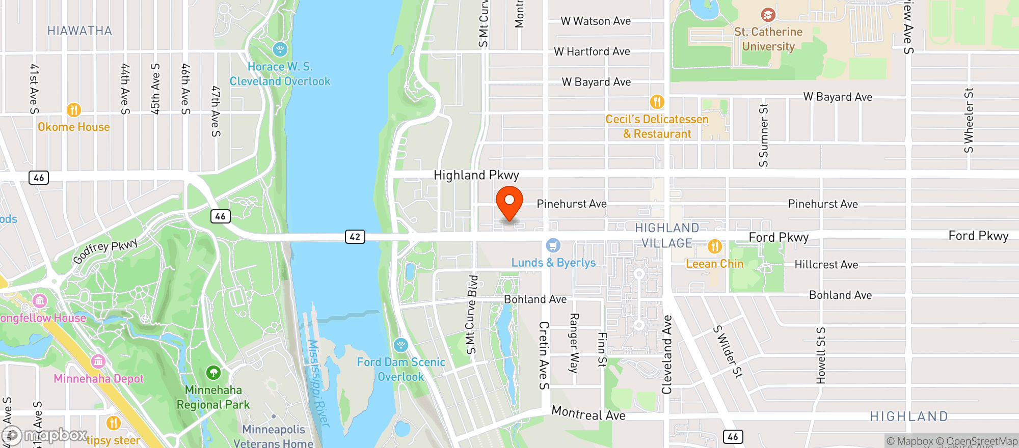 Map showing Haskell's - St Paul